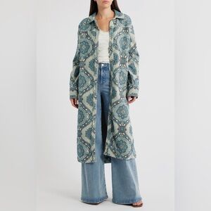 We The Free Brick Lane Jacquard Maxi Shirt Jacket